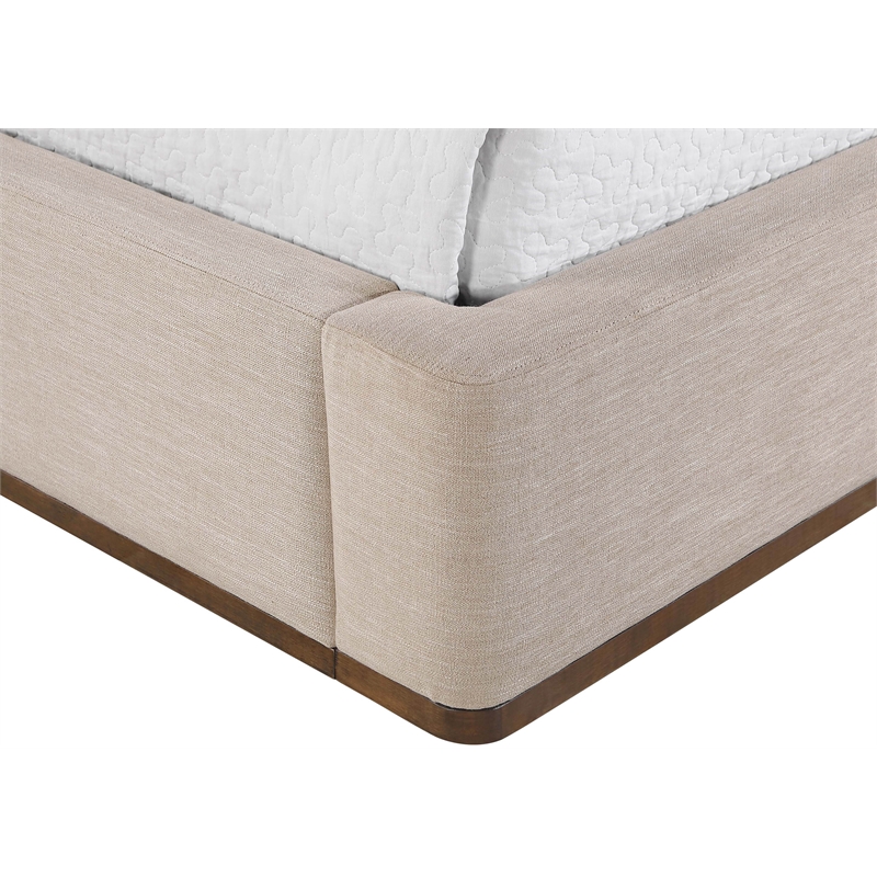 Meridian Furniture Aurin Beige Linen Textured Fabric Upholstered Twin Bed