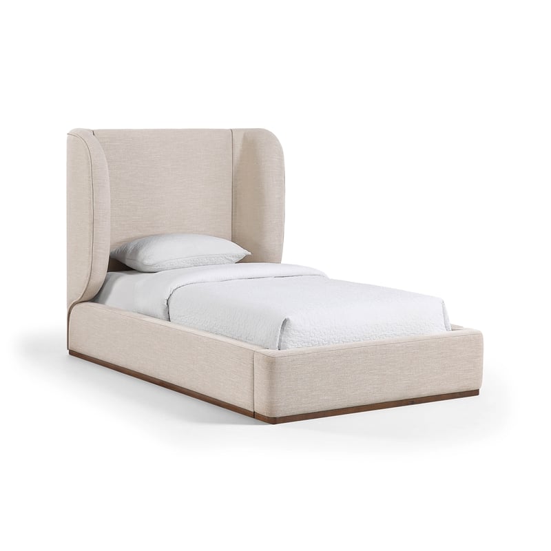 Meridian Furniture Aurin Beige Linen Textured Fabric Upholstered Twin Bed