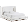 Meridian Furniture Aurin Cream Linen Textured Fabric Upholstered Full Bed