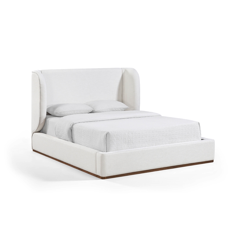 Meridian Furniture Aurin Cream Linen Textured Fabric Upholstered King Bed