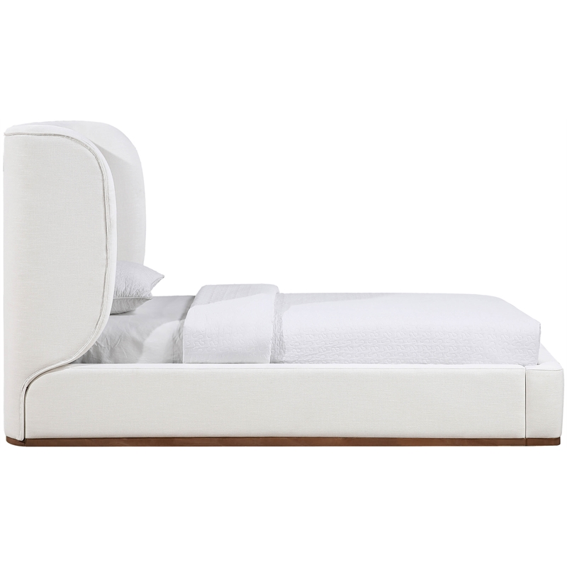 Meridian Furniture Aurin Cream Linen Textured Fabric Upholstered Twin Bed