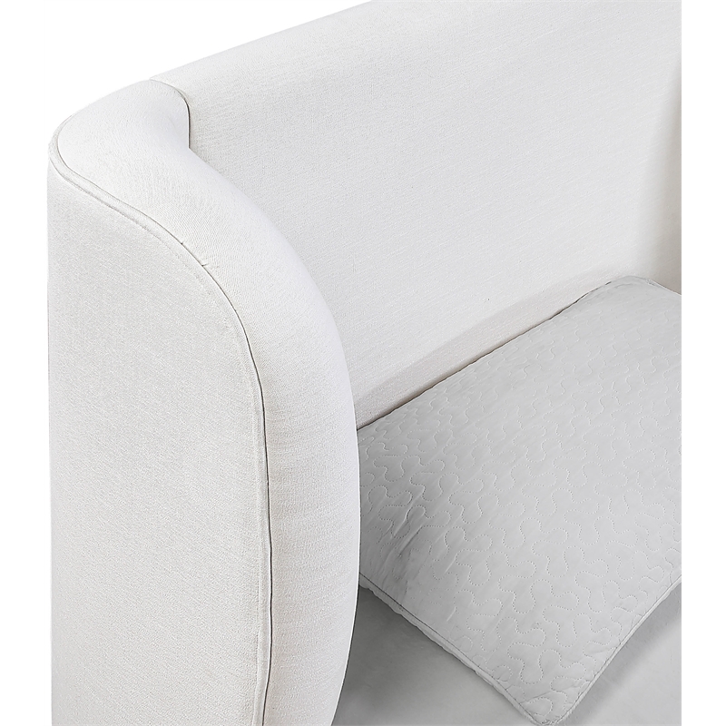 Meridian Furniture Aurin Cream Linen Textured Fabric Upholstered Twin Bed