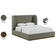 Meridian Furniture Aurin Olive Green Linen Textured Fabric Upholstered Full Bed