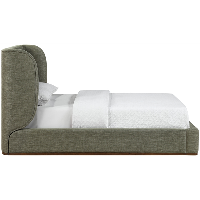 Meridian Furniture Aurin Olive Green Linen Textured Fabric Upholstered Full Bed