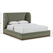 Meridian Furniture Aurin Olive Green Linen Textured Fabric Upholstered Full Bed