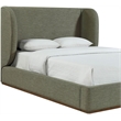 Meridian Furniture Aurin Olive Green Linen Textured Fabric Upholstered Queen Bed