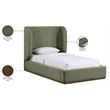Meridian Furniture Aurin Olive Green Linen Textured Fabric Upholstered Twin Bed