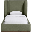 Meridian Furniture Aurin Olive Green Linen Textured Fabric Upholstered Twin Bed