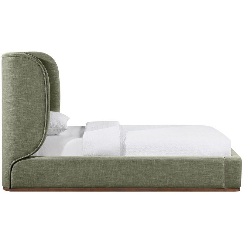 Meridian Furniture Aurin Olive Green Linen Textured Fabric Upholstered Twin Bed