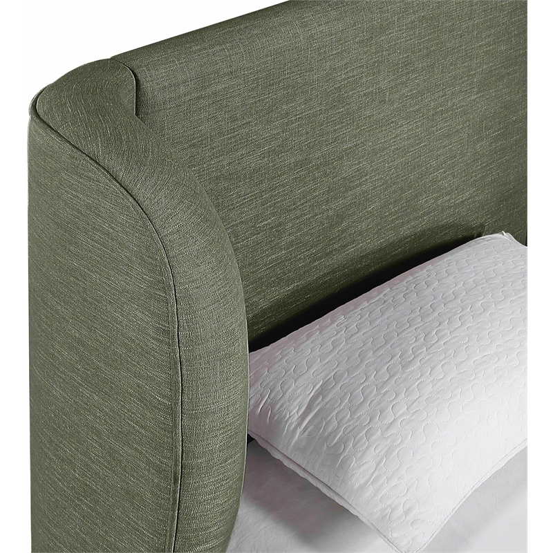 Meridian Furniture Aurin Olive Green Linen Textured Fabric Upholstered Twin Bed