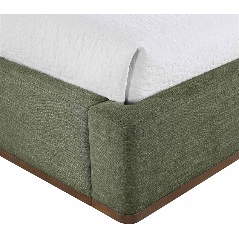 Meridian Furniture Aurin Olive Green Linen Textured Fabric Upholstered Twin Bed
