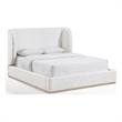 Meridian Furniture Aurin Cream Linen Textured Fabric Upholstered Full Bed