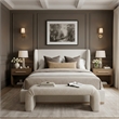 Meridian Furniture Aurin Cream Linen Textured Fabric Upholstered King Bed