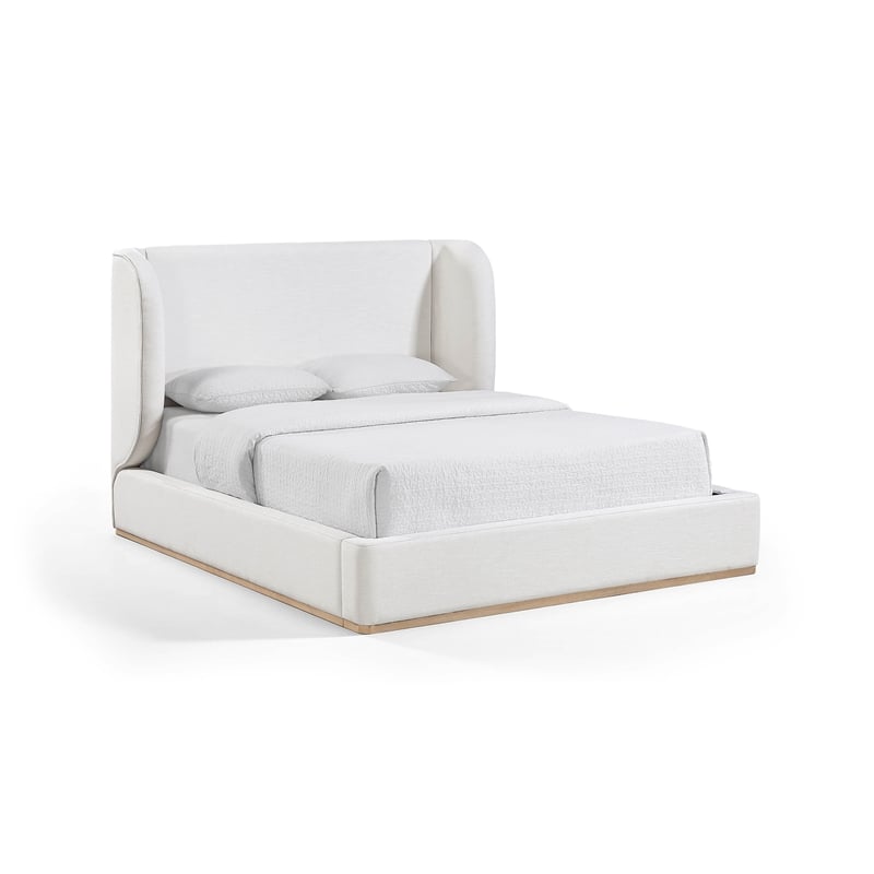 Meridian Furniture Aurin Cream Linen Textured Fabric Upholstered King Bed