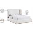 Meridian Furniture Aurin Cream Linen Textured Fabric Upholstered Queen Bed
