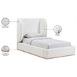 Meridian Furniture Aurin Cream Linen Textured Fabric Upholstered Twin Bed