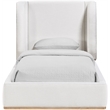 Meridian Furniture Aurin Cream Linen Textured Fabric Upholstered Twin Bed