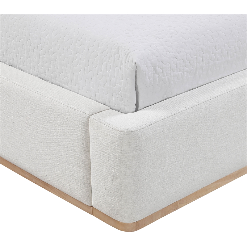 Meridian Furniture Aurin Cream Linen Textured Fabric Upholstered Twin Bed