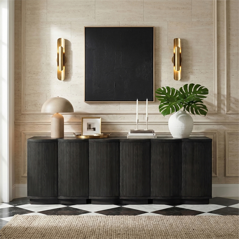 Meridian Furniture Aveline Black Oak Veneer 3pc. Sideboard/Buffet