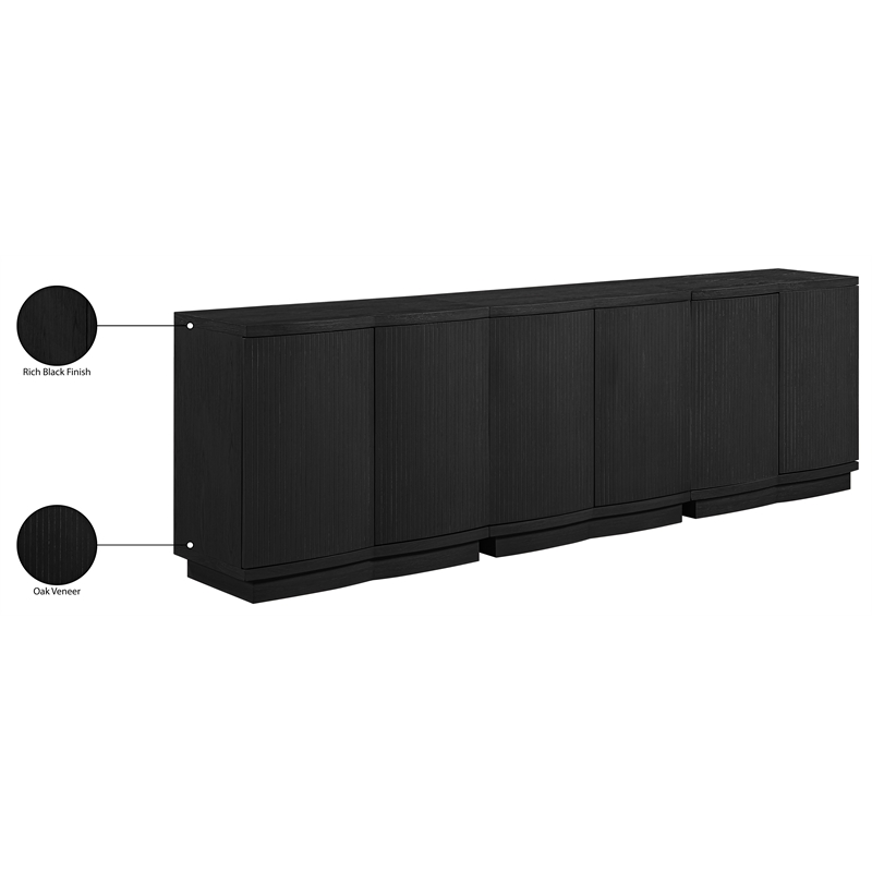 Meridian Furniture Aveline Black Oak Veneer 3pc. Sideboard/Buffet