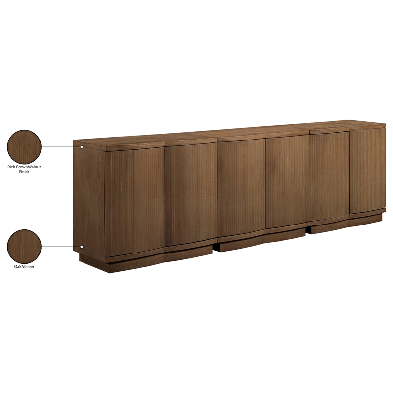 Meridian Furniture Aveline Brown Oak Veneer 3pc. Sideboard/Buffet