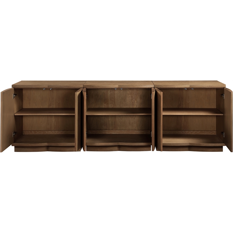 Meridian Furniture Aveline Brown Oak Veneer 3pc. Sideboard/Buffet