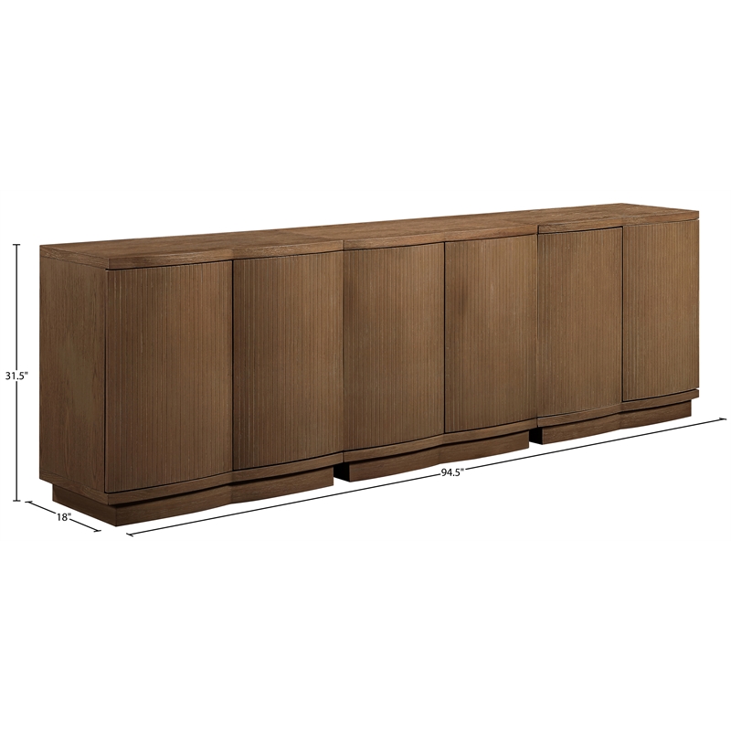 Meridian Furniture Aveline Brown Oak Veneer 3pc. Sideboard/Buffet