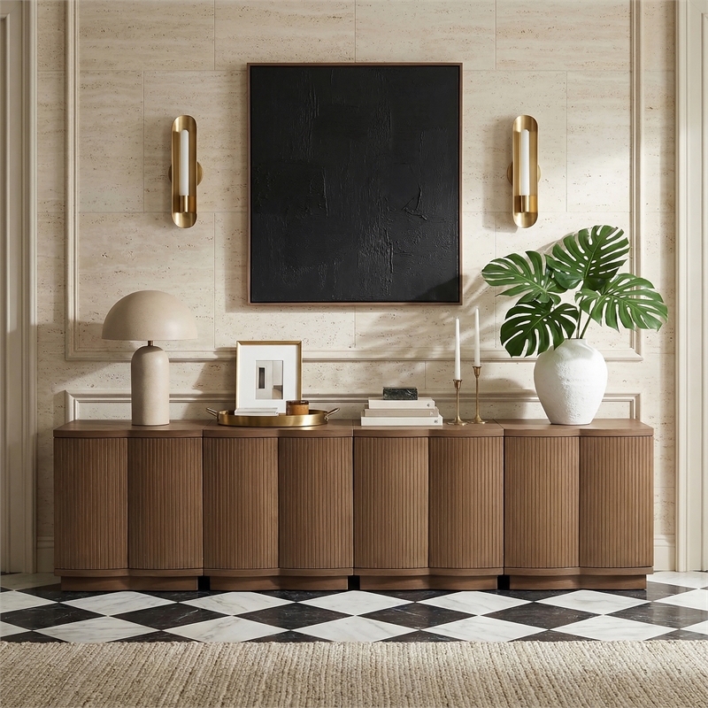 Meridian Furniture Aveline Brown Oak Veneer 4pc. Sideboard/Buffet