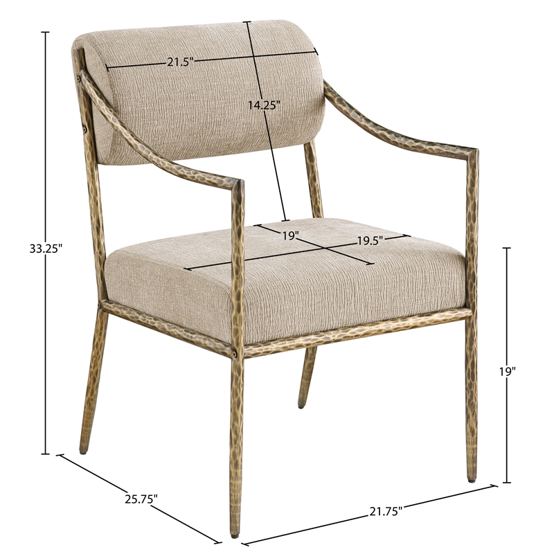 Meridian Furniture Bastille Beige Chenille Fabric Dining Arm Chair (Set of 2)
