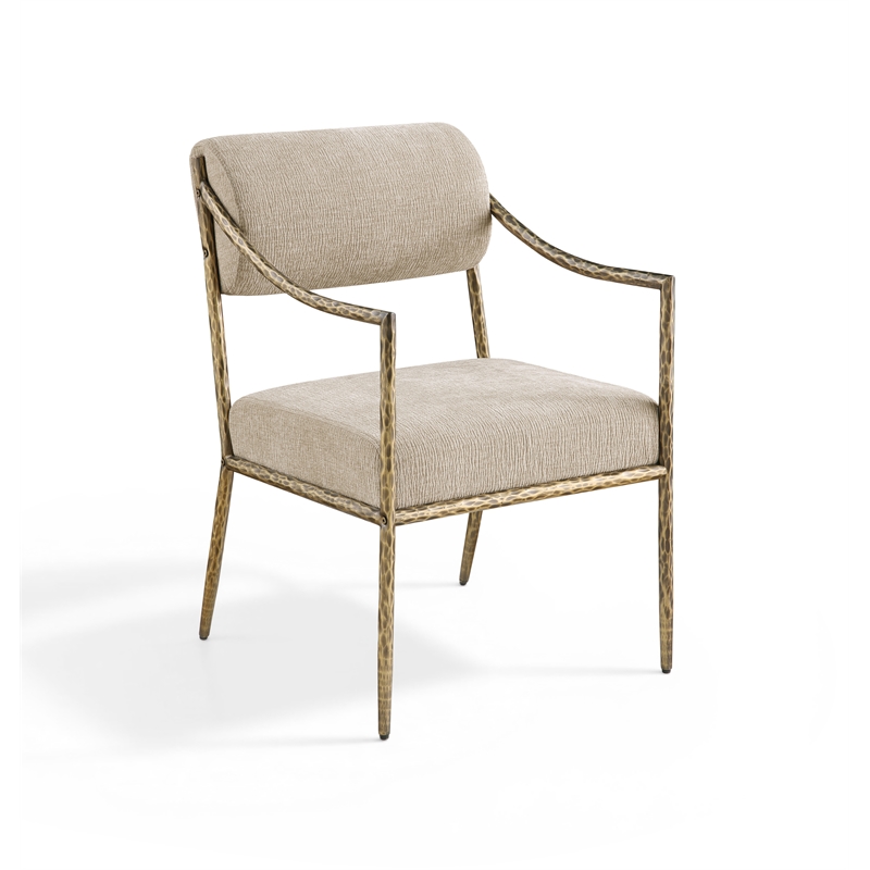 Meridian Furniture Bastille Beige Chenille Fabric Dining Arm Chair (Set of 2)