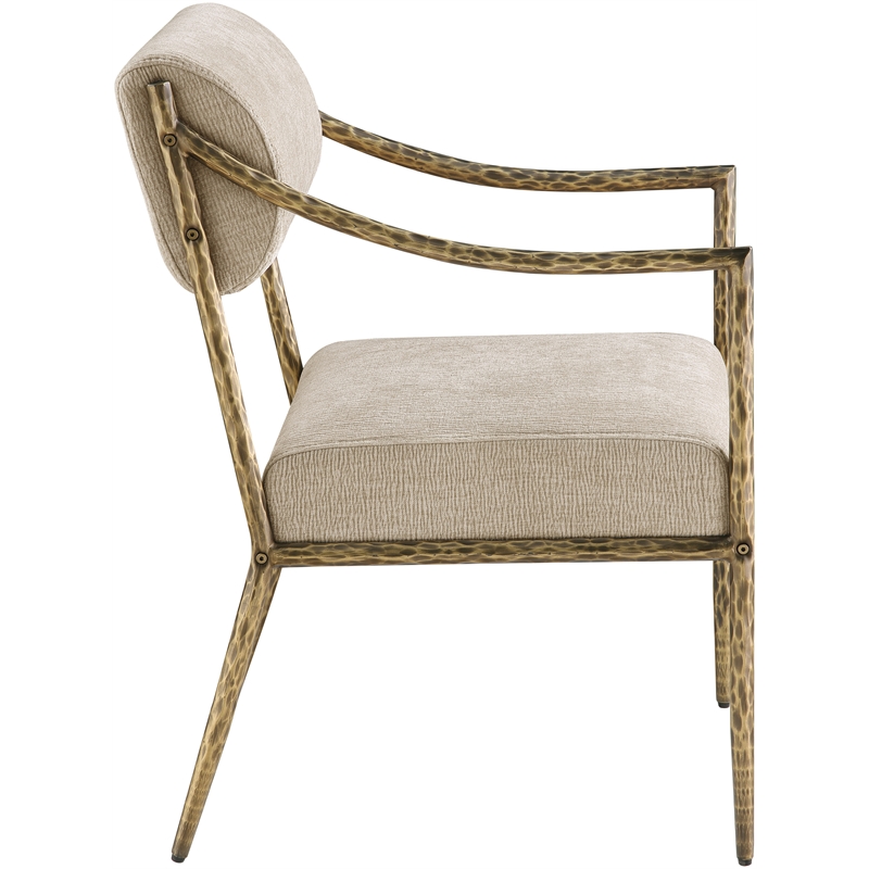 Meridian Furniture Bastille Beige Chenille Fabric Dining Arm Chair (Set of 2)