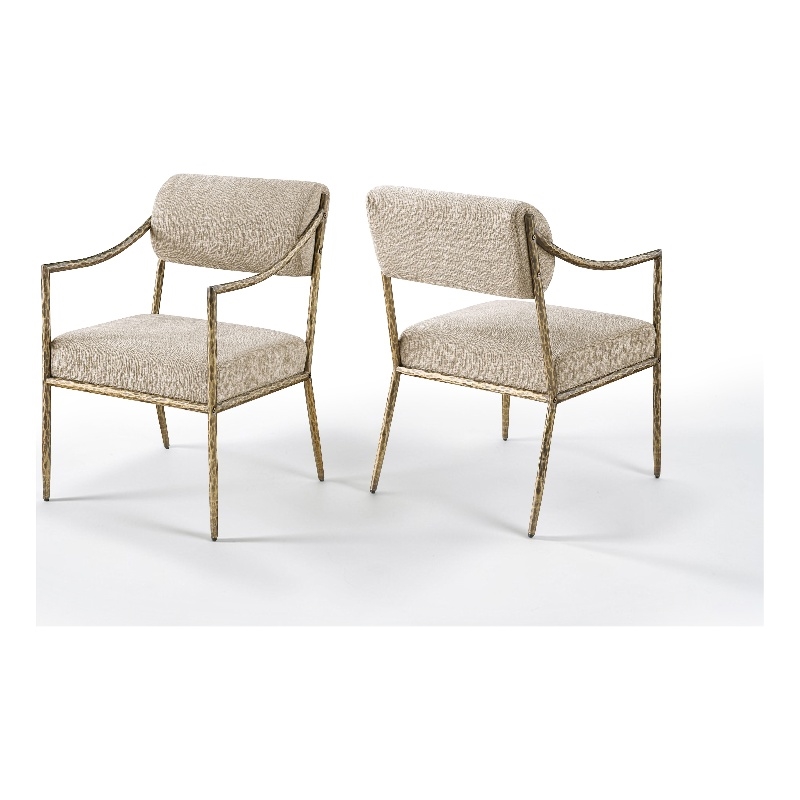 Meridian Furniture Bastille Beige Chenille Fabric Dining Arm Chair (Set of 2)