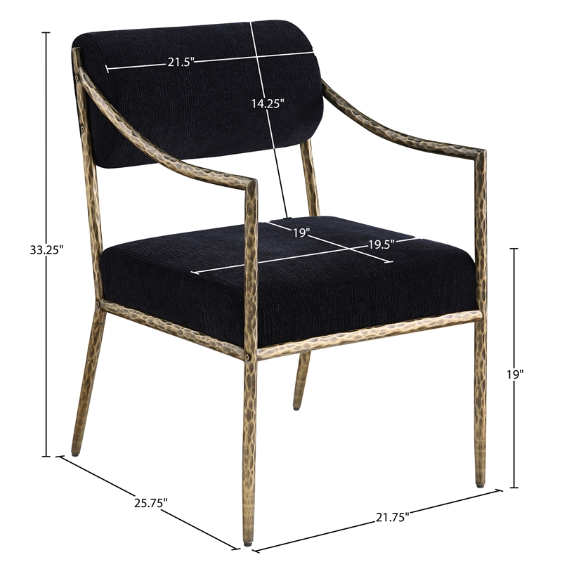 Meridian Furniture Bastille Black Chenille Fabric Dining Arm Chair (Set of 2)