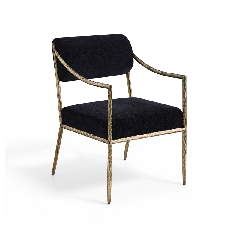 Meridian Furniture Bastille Black Chenille Fabric Dining Arm Chair (Set of 2)