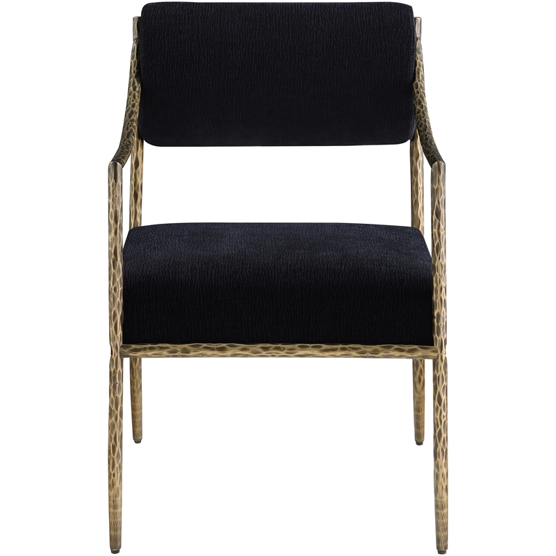 Meridian Furniture Bastille Black Chenille Fabric Dining Arm Chair (Set of 2)