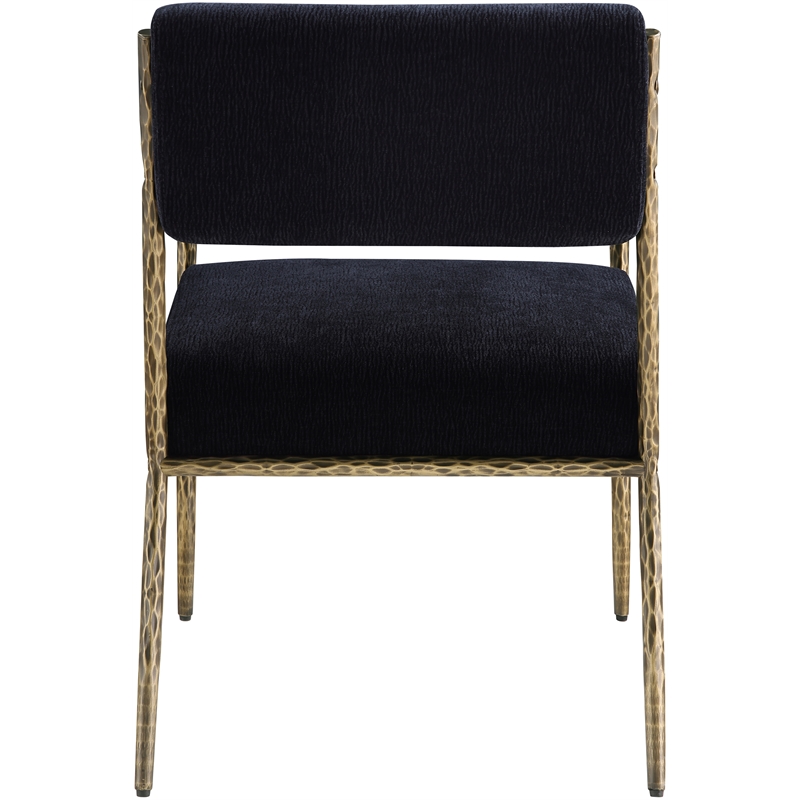Meridian Furniture Bastille Black Chenille Fabric Dining Arm Chair (Set of 2)