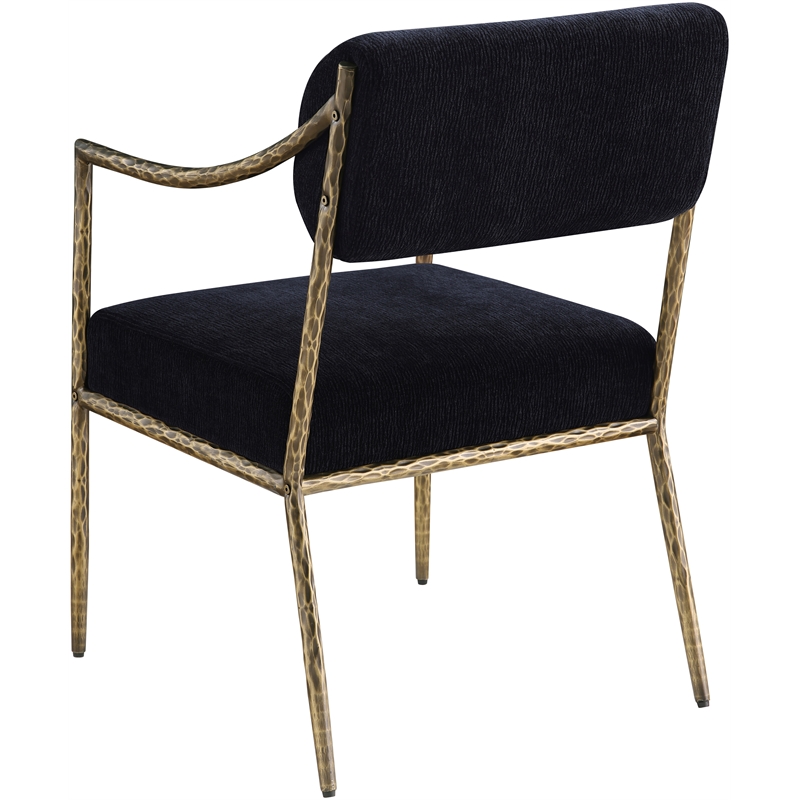 Meridian Furniture Bastille Black Chenille Fabric Dining Arm Chair (Set of 2)