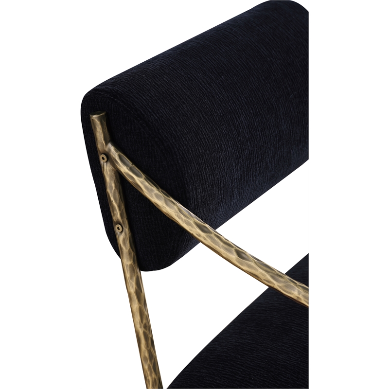 Meridian Furniture Bastille Black Chenille Fabric Dining Arm Chair (Set of 2)