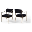 Meridian Furniture Bastille Black Chenille Fabric Dining Arm Chair (Set of 2)