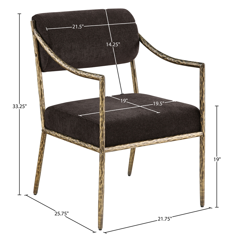 Meridian Furniture Bastille Brown Chenille Fabric Dining Arm Chair (Set of 2)