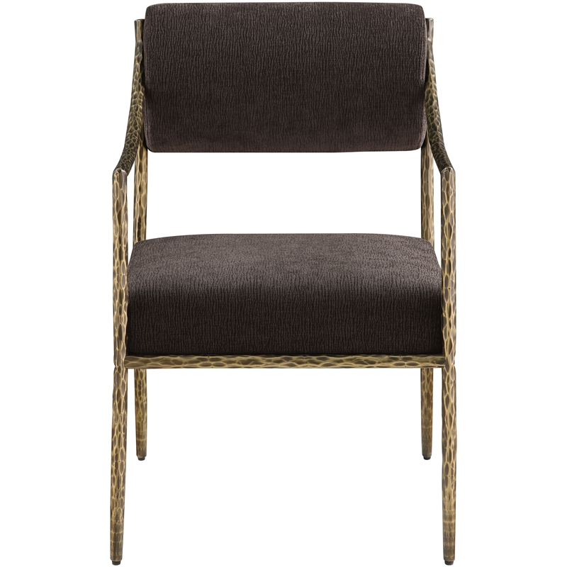 Meridian Furniture Bastille Brown Chenille Fabric Dining Arm Chair (Set of 2)
