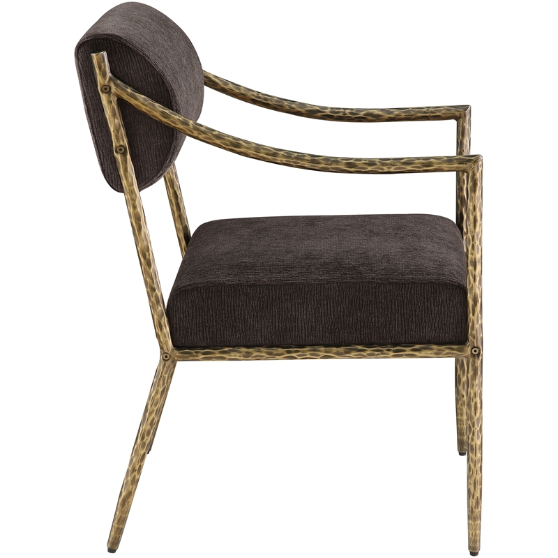 Meridian Furniture Bastille Brown Chenille Fabric Dining Arm Chair (Set of 2)