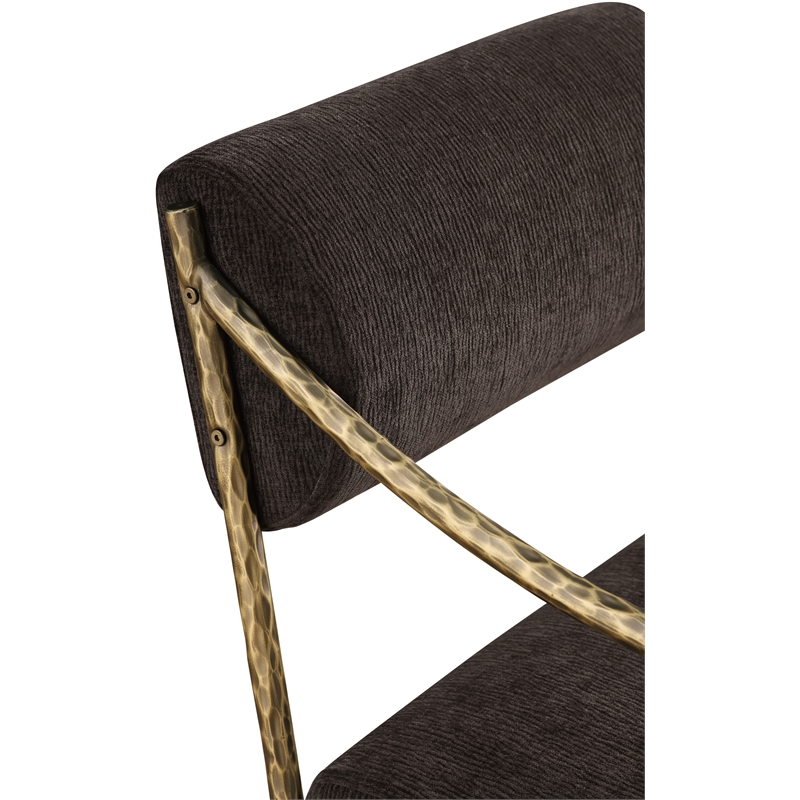 Meridian Furniture Bastille Brown Chenille Fabric Dining Arm Chair (Set of 2)