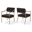 Meridian Furniture Bastille Brown Chenille Fabric Dining Arm Chair (Set of 2)