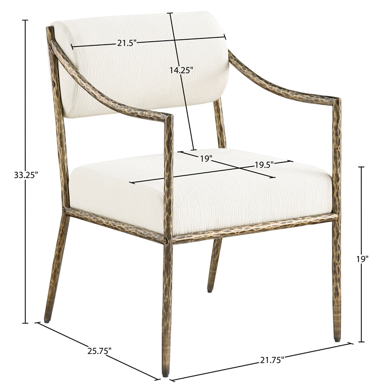 Meridian Furniture Bastille Cream Chenille Fabric Dining Arm Chair (Set of 2)