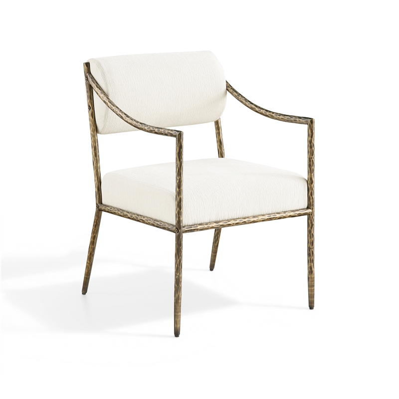 Meridian Furniture Bastille Cream Chenille Fabric Dining Arm Chair (Set of 2)