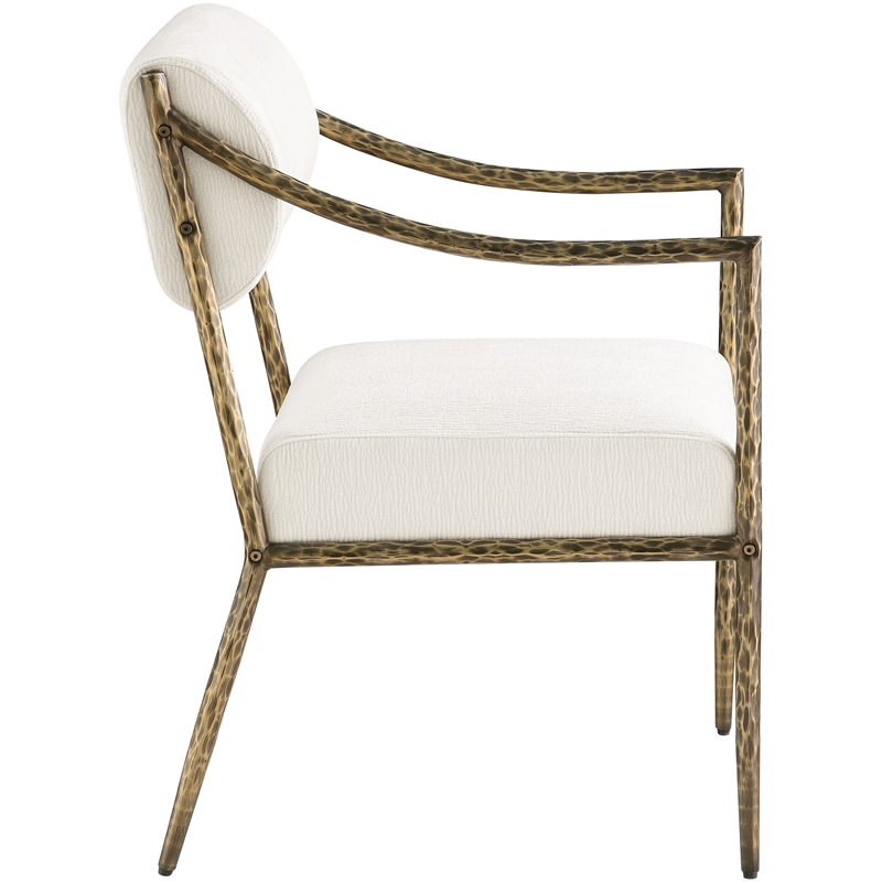 Meridian Furniture Bastille Cream Chenille Fabric Dining Arm Chair (Set of 2)