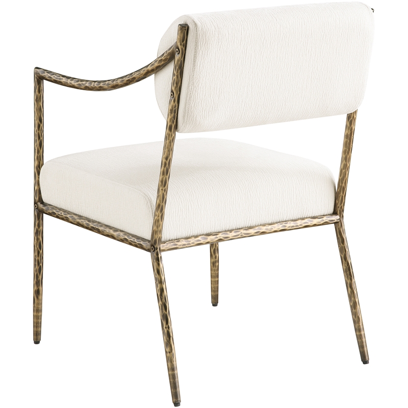Meridian Furniture Bastille Cream Chenille Fabric Dining Arm Chair (Set of 2)