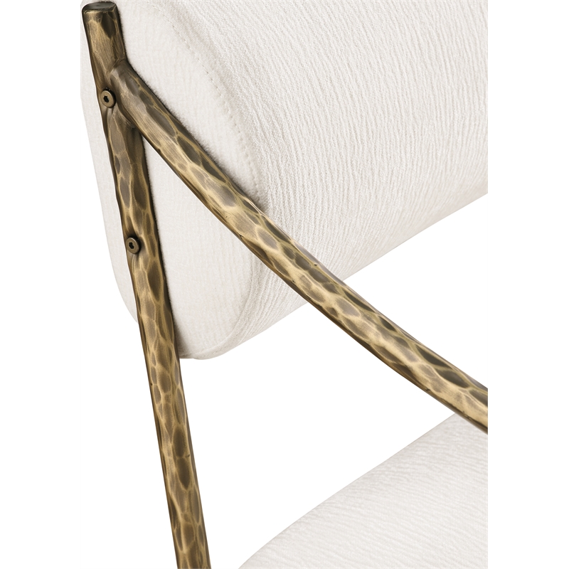 Meridian Furniture Bastille Cream Chenille Fabric Dining Arm Chair (Set of 2)