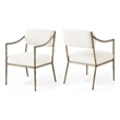 Meridian Furniture Bastille Cream Chenille Fabric Dining Arm Chair (Set of 2)